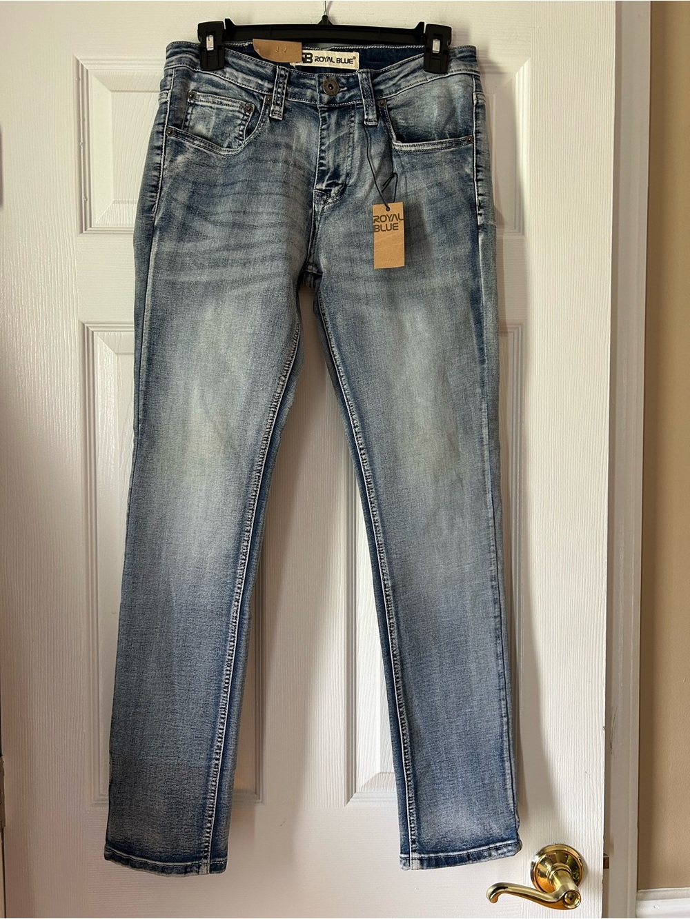 Royal Blue Super Skinny Men’s Jeans in Faded Light Blue ~ 30 x 30